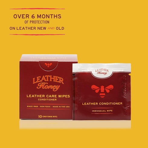 Leather Honey Leather Conditioner Wipes, 10 Non-Toxic, Ready-to-Use Wipes for Any Color Leather