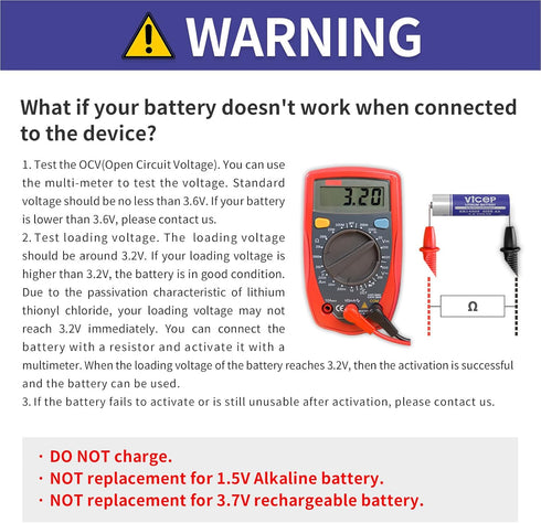 ViCep 6-Pack ER14505 3.6V LS14500 2700mAh AA Lithium Battery Li-SOCL Compatible for Home Security System, Meter Reading