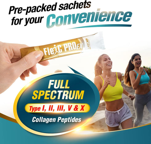 LABO Nutrition FlexC PRO EX - Full Spectrum Collagen Types I, II, III, V & X for Hair, Skin, Nails, Joints