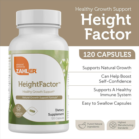 Zahler Height Factor Healthy Growth Support Vitamin & Mineral Capsules (120 Count) for Kids & Teens
