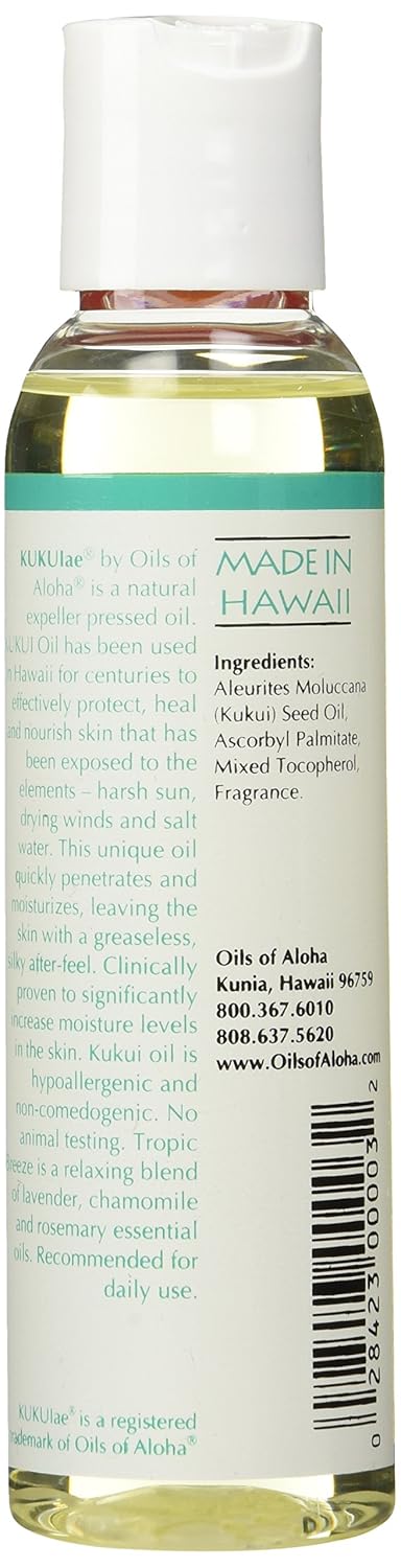 Oils of Aloha - Hawaii Kukui Nut Oil, Tropic Breeze Fragrance, 4 oz