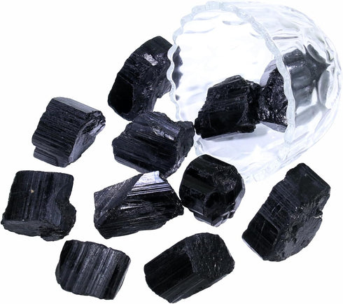 Black Tourmaline Crystals, Bulk Crystals and Healing Stones, Raw Crystals for Decoration, Wicca, Reiki, Chakra (1LB)