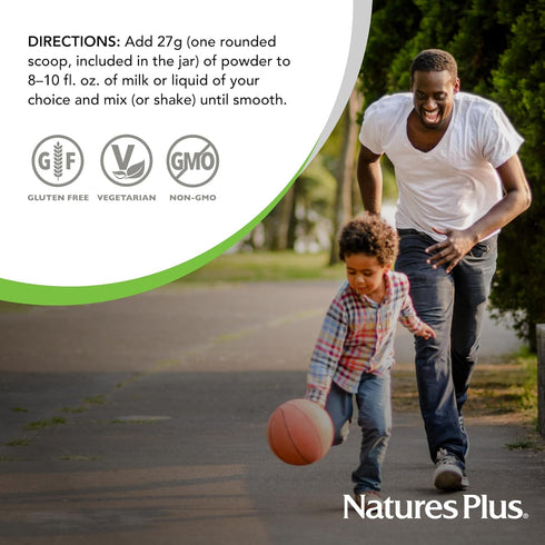 Natures Plus Energy Shake - 0.95 lb - 16 Grams Plant-Based Protein Per Serving, No Added Sugar, Non-GMO, Gluten Free