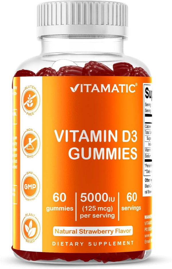 Vitamatic Vitamin D3 Gummies – 5000 IU Per Gummy – 60 Gummies Total