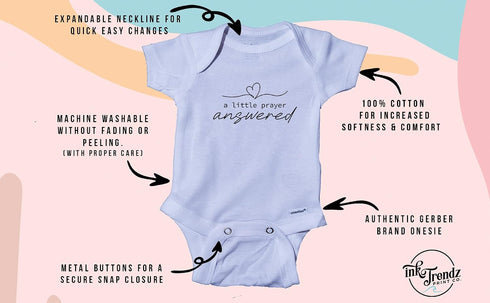 Ink Trendz A little Prayer Answered Gift for Grandparents Onesie Pregnancy Announcement Infant Bodysuit | New Baby