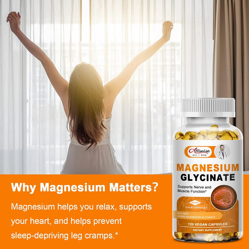 Magnesium Supplement Softgels, Easy Absorption Magnesium Glycinate 400mg with Vitamin B6, D3