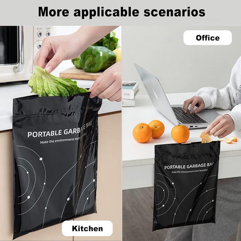 Disposable Trash Bags for Cars, 100 Pcs Vomit Bags, Portable Drawstring, Self Adhesive Cleaning Bags