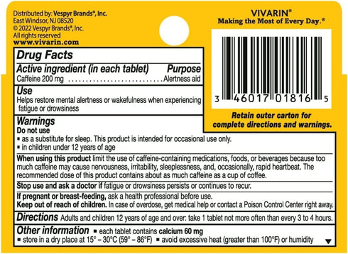 Vivarin Tabs 16ct Size 16ct Vivarin Tablets 16ct