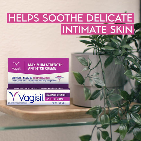 Vagisil Maximum Strength Feminine Anti-Itch Cream with Benzocaine for Women, 1 oz