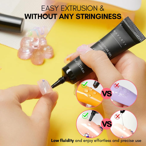 Makartt 3D Gel Nail Art Sculpting Gel - 15g No Wipe Clear Nail Glue for DIY Nail Designs