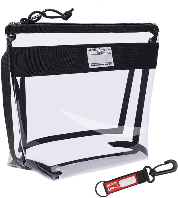 Rough Enough Clear Toiletry Bag, Makeup Organizer Cosmetic Pouch with Zipper Handle for Travel Essentials