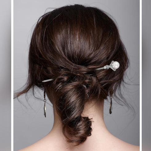 Waydress 3 Pieces Chinese Hair Stick, Japanese Hairpin Hair Chopsticks for Women, Vintage Pearl Rhinestone