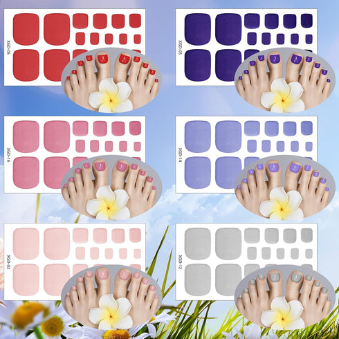 Maitys 352 Pieces Toenail Polish Stickers, 16 Sheets Adhesive Toe Nail Wraps with 2 Nail Files for DIY Manicure (Chic