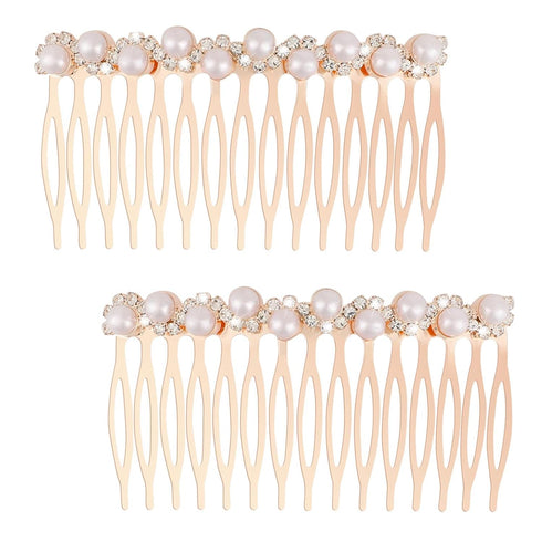 Pearl Hair Side Comb, Decorative Rhinestone Crystal Hair Clip for Women, Bridal Hair Piece