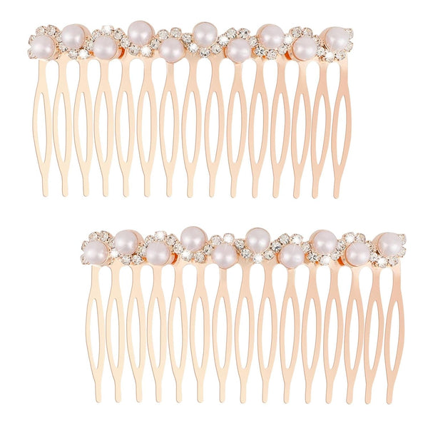 Pearl Hair Side Comb, Decorative Rhinestone Crystal Hair Clip for Women, Bridal Hair Piece