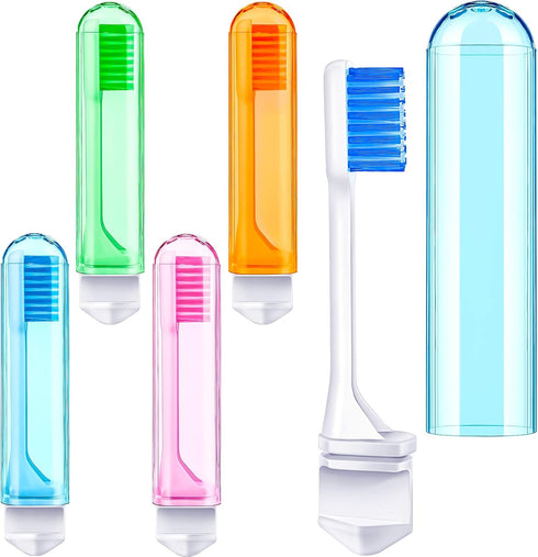 Patelai 8 Pieces Travel Toothbrush Set - Soft Bristle Mini Foldable Tooth Brush with Case for Camping (Bright Color)