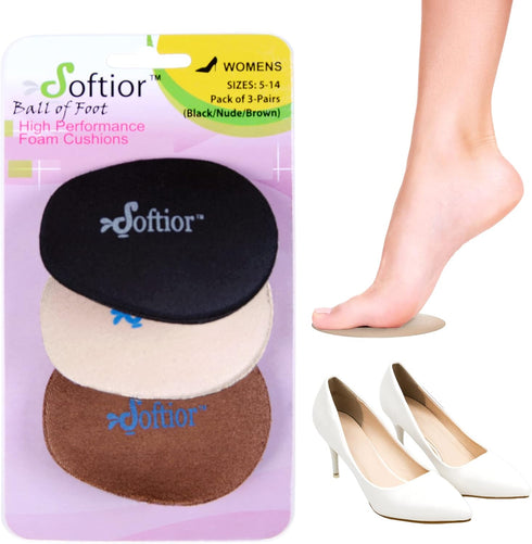 Ball of Foot Cushions for Women, 3 Pairs, Adhesive Foam High Heel Shoe Pad Inserts for Metatarsal Pain Relief