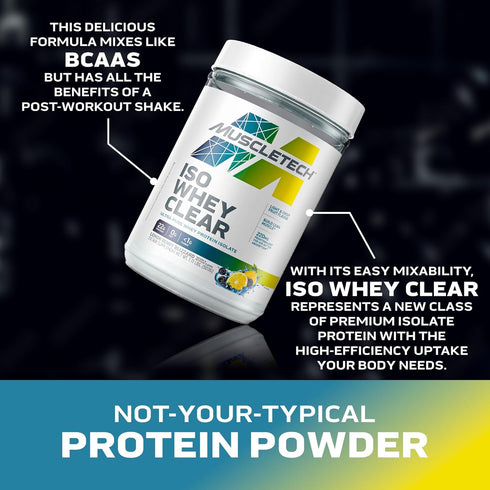 MuscleTech Whey Protein Powder, Clear Whey Isolate Protein Drink, 22g Protein, 90 Calories Lemon Berry Blizzard