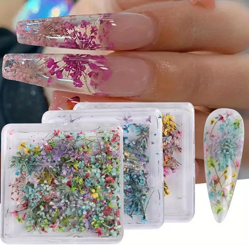 3D Dried Flower Nail Art Stickers, Mixed Dried Flowers for Resin DIY Crafts and Manicure Decorations (Style3)