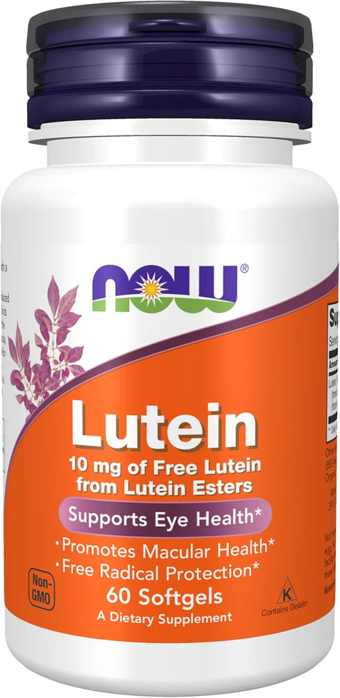 NOW Supplements Lutein, 10 mg with 10 mg Free Lutein from Lutein Esters - 60 Softgels