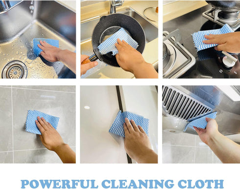 Disposable Cleaning Cloths for Kitchen - Multi-use Dish Towels, 50 Count, Blue Cleaning Rags