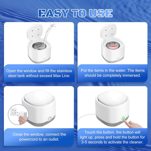 Ultrasonic Retainer Cleaner Machine for Dentures, 45kHz Professional Cleaner with 200ml Cleaning Basket