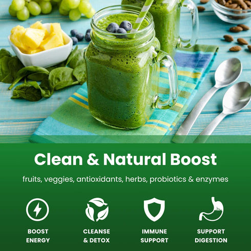 NutraChamps Super Greens Powder Premium Superfood | 20+ Organic Green Veggie Whole Foods | Antioxidant, Digestive