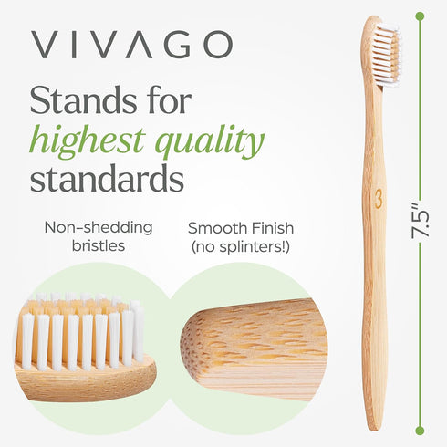 Biodegradable Bamboo Toothbrushes Bulk Soft Bristles (50 Pack) - Eco-Friendly, Compostable Natural Wooden Toothbrush