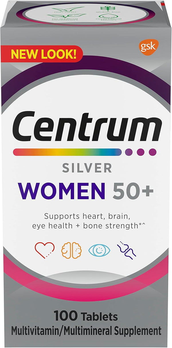 Centrum Silver Women's Multivitamin for Women 50 Plus, Non-GMO Supplement with Vitamin D3, 100 Ct