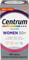 Centrum Silver Women's Multivitamin for Women 50 Plus, Non-GMO Supplement with Vitamin D3, 100 Ct