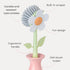 Vigar Florganic Daisy-Shaped Dish Brush with Vase Dish Brush Holder, Dish Brush with Handle, for Pot Scrubber, Kitchen