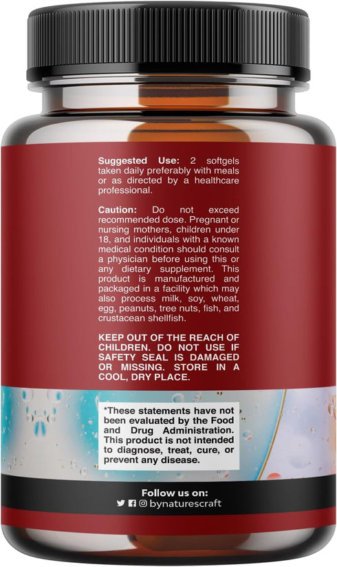 Omega 3 Fish Oil Supplement - EPA DHA Fish Oil Omega 3 Supplement with Immune Booster Brain Vitamins - Burpless Fish Oil 2000 mg per Serving for Mood Boost Liver Support and PMS Relief Support