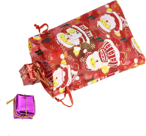 50PCS Christmas Organza Bags, Gift Jewelry Candy Bags for Wedding Party, 10 Patterns, 4x6 Inch