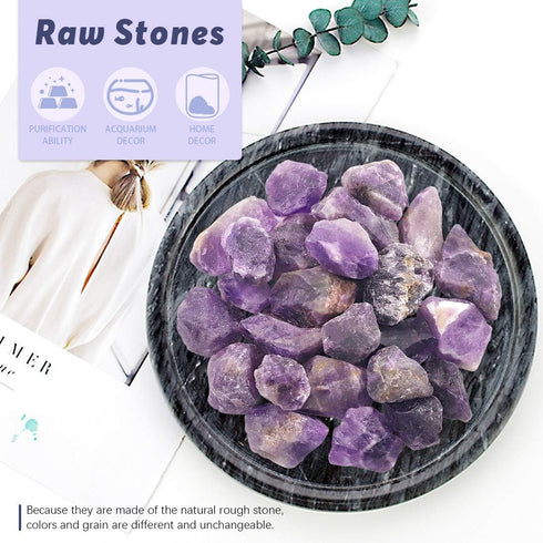 Hilitchi 1lb Bulk Raw Amethyst Stone - Rough Crystal for Cabbing, Tumbling, Cutting, Polishing, and Healing