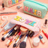 ZAUGONTW 3 Pcs Preppy Patch Makeup Bag Set - Waterproof PU Leather Toiletry Organizer with Nylon Zipper for Women