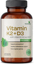Futurebiotics Vitamin K2 (MK7) with D3 Supplement, 120 Vegetarian Capsules, 5000 IU Vitamin D3 & 90 mcg Vitamin K2 MK-7