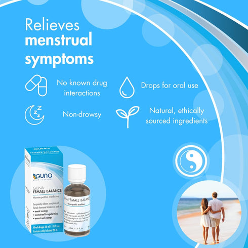 GUNA Female Balance Homeopathic Medicine, 1 Ounce for Symptoms of Hormonal Imbalance, Mood Swings, Cramps
