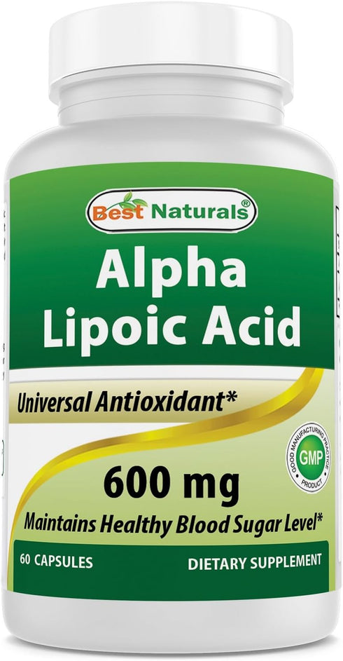 Best Naturals Alpha Lipoic Acid 600 mg - 60 Capsules - ALA Powerful Antioxidant