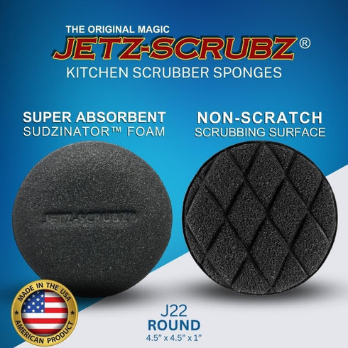 J22/3, Set 3, Jetz-Scrubz Scrubber Sponge, Round, of Made in the USA
