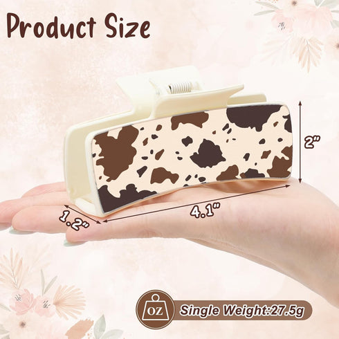 Western Leather Hair Claw Clips, Sunflower Floral Square Claw Clips for Hairstyling, Cowhide Accessories