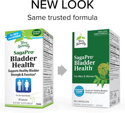 Terry Naturally SagaPro Bladder Health - 60 Capsules - Non-GMO, Vegan, Gluten Free - Supports Bladder Function for Men