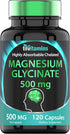 Magnesium Glycinate 500mg Per Capsule, 120 Count, Pure Chelated Supplement for Sleep, Calm, Joint Support