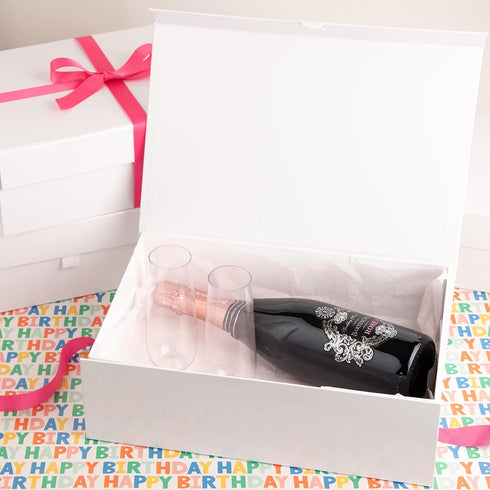 Purple Q Crafts White Hard Gift Box, 14" x 9" x 4" Rectangle Favor Box with Magnetic Closure Lid