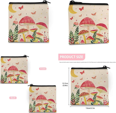 SUITOSELFY Mushroom Print Period Bag Travel Sanitary Napkin Storage Bag Small Portable Menstrual Cup Nursing Pad