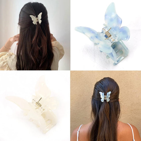 NAISIER Hair Claw Butterfly Tortoise Shell Jaw Clips 2.3 inch, 6 Pack Beautiful Hair Accessories for Girls and Women