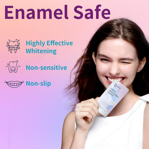 Coconut Whitening Strips, 18 Treatments, Enamel Safe Non-Slip Whitening Kit for Sensitive Teeth