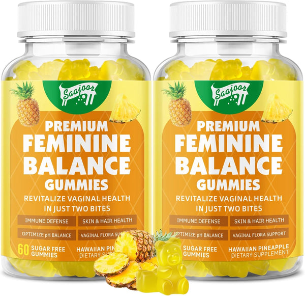 Premium Feminine Balance Gummies for Women's Immune Health, Hawaiian Pineapple Gummies Support