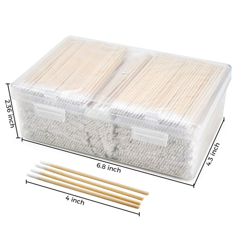 1500PCS Pointed Cotton Swabs with Storage Case, Microblading Cotton Swabs, Precision Tip for Makeup and Nail Art