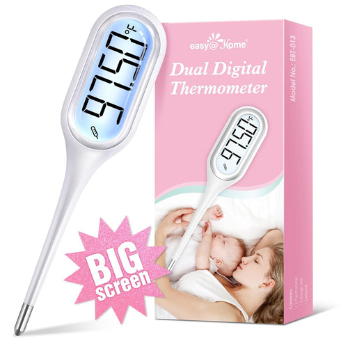 Digital Basal Body Thermometer, Easy@Home Accurate BBT for Ovulation Tracking, Fast Oral Thermometer with Large LCD