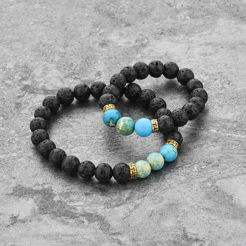 MYSTIQS Kids and Adult Matching Lava Rock Beaded Bracelets Essential Oil Diffuser Set